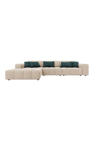 Canapé d'angle gauche Luc - Beige - 4 places - Toucher velours