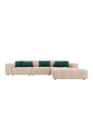 Canapé d'angle droit Luc - Beige - 4 places - Toucher velours