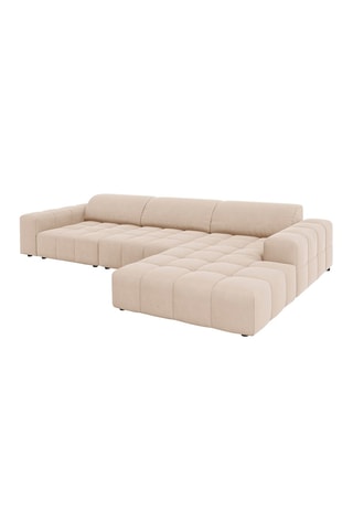 Canapé d'angle droit Luc - Beige - 4 places - Toucher velours