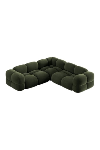 Canapé d’angle symétrique Loretto - Vert - 4 places - Toucher velours