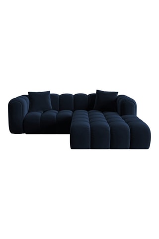 Canapé d'angle droit modulaire Astro - Bleu roi - 3 places - En tissu velours