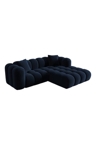 Canapé d'angle droit modulaire Astro - Bleu roi - 3 places - En tissu velours