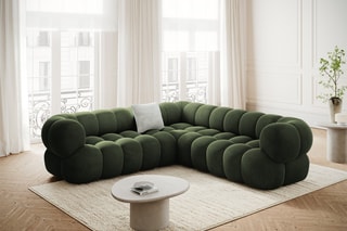Canapé d'angle modulaire Maurice - Vert - 5 places - Toucher velours