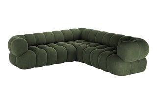 Canapé d'angle modulaire Maurice - Vert - 5 places - Toucher velours