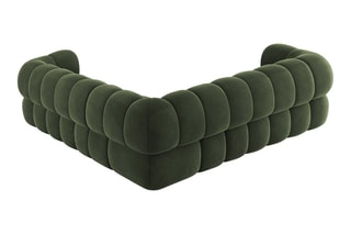 Canapé d'angle modulaire Maurice - Vert - 5 places - Toucher velours