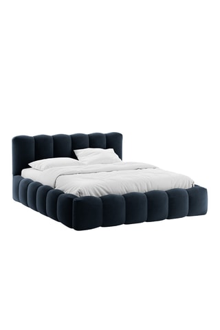 Lit-coffre avec sommier Cameron - Bleu foncé - Toucher velours