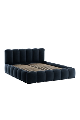 Lit-coffre avec sommier Cameron - Bleu foncé - Toucher velours