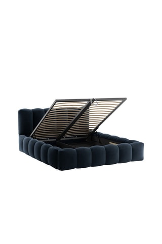 Lit-coffre avec sommier Cameron - Bleu foncé - Toucher velours