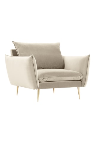 Fauteuil - Beige - En tissu velours