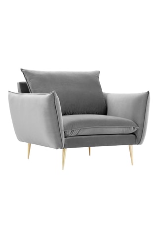 Fauteuil - Gris - En tissu velours
