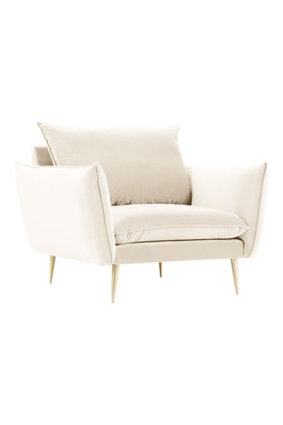 Fauteuil - Beige - En tissu velours