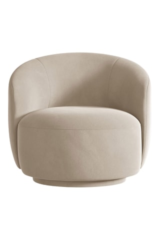 Fauteuil - Beige - En tissu velours