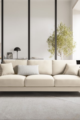 Canapé - Beige - 3 places - En tissu velours