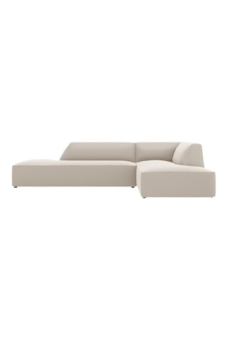 Canapé d'angle droit - Beige - 4 places - En cuir vegan toucher doux
