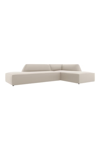 Canapé d'angle droit - Beige - 4 places - En cuir vegan toucher doux