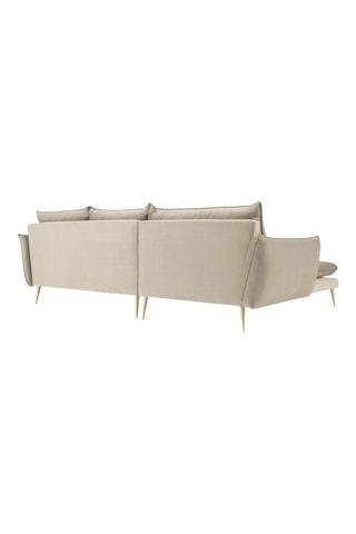 Canapé d'angle gauche - Beige - 5 places - En tissu velours