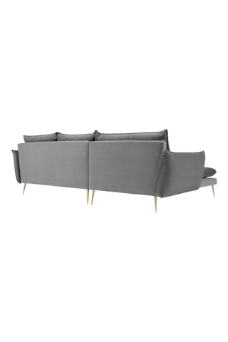Canapé d'angle gauche - Gris - 5 places - En tissu velours