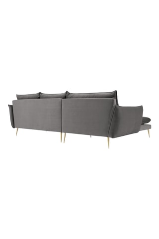 Canapé d'angle gauche - Gris - 5 places - En tissu velours