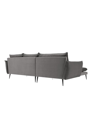 Canapé d'angle gauche - Gris - 5 places - En tissu velours