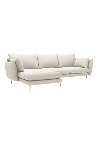 Canapé d'angle gauche - Beige - 5 places - En tissu structuré