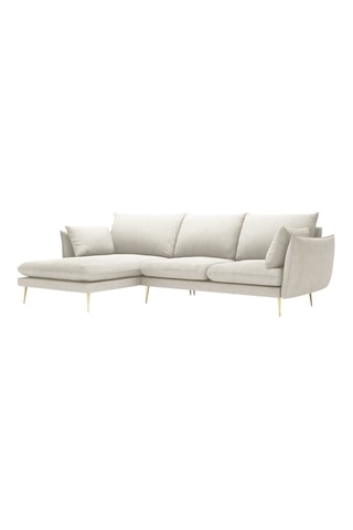 Canapé d'angle gauche - Beige - 5 places - En tissu structuré