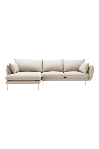 Canapé d'angle gauche - Beige - 5 places - En tissu structuré