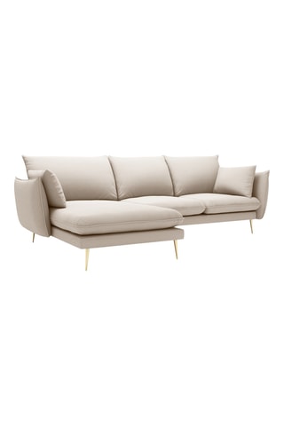 Canapé d'angle gauche - Beige - 5 places - En tissu structuré