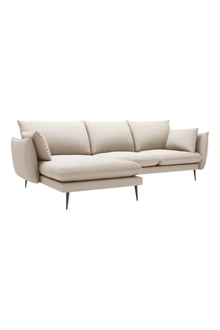 Canapé d'angle gauche - Beige - 5 places - En tissu structuré