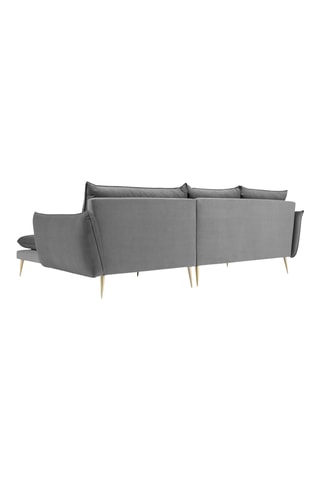 Canapé d'angle droit - Gris - 5 places - En tissu velours