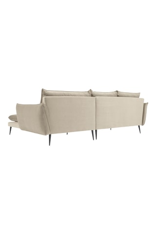 Canapé d'angle droit - Beige - 5 places - En tissu velours