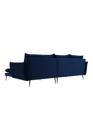 Canapé d'angle droit - Bleu marine - 5 places - En tissu velours