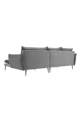 Canapé d'angle droit - Gris - 5 places - En tissu velours