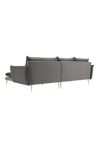 Canapé d'angle droit - Gris - 5 places - En tissu velours