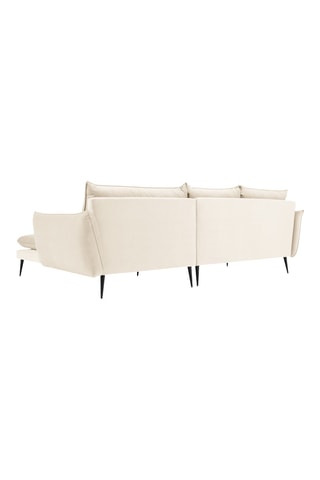 Canapé d'angle droit - Beige - 5 places - En tissu velours