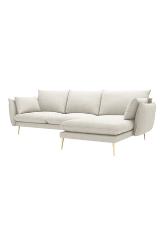 Canapé d'angle droit - Beige - 5 places - En tissu structuré