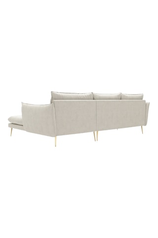 Canapé d'angle droit - Beige - 5 places - En tissu structuré