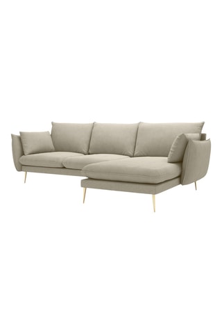 Canapé d'angle droit - Beige - 5 places - En tissu structuré