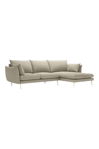 Canapé d'angle droit - Beige - 5 places - En tissu structuré