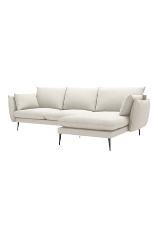 Canapé d'angle droit - Beige - 5 places - En tissu structuré