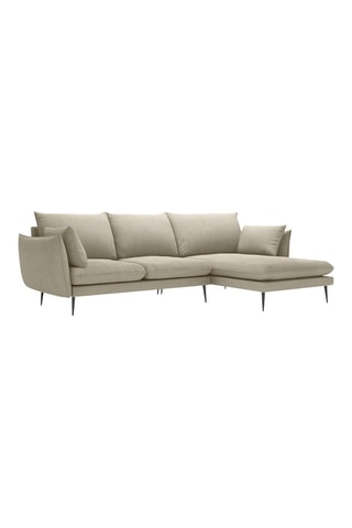 Canapé d'angle droit - Beige - 5 places - En tissu structuré