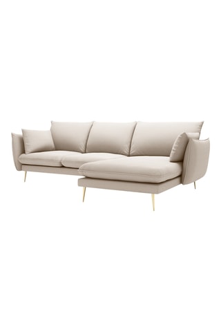 Canapé d'angle droit - Beige - 5 places - En tissu structuré