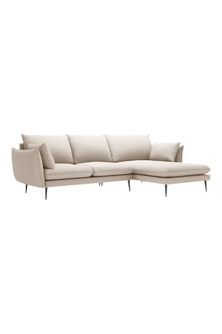 Canapé d'angle droit - Beige - 5 places - En tissu structuré