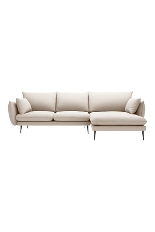 Canapé d'angle droit - Beige - 5 places - En tissu structuré