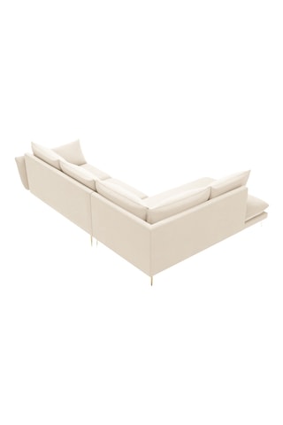 Canapé d'angle gauche - Beige - 5 places - En tissu velours