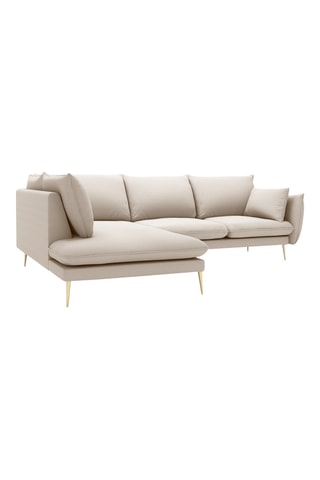 Canapé d'angle gauche - Beige - 5 places - En tissu structuré