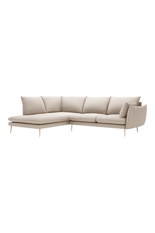 Canapé d'angle gauche - Beige - 5 places - En tissu structuré