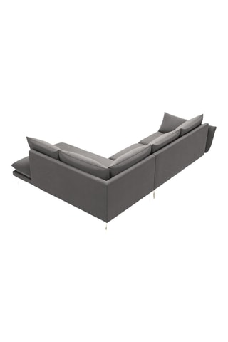 Canapé d'angle droit - Gris - 5 places - En tissu velours