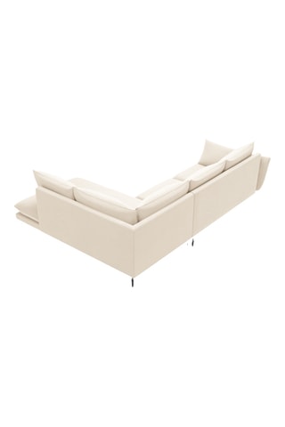 Canapé d'angle droit - Beige - 5 places - En tissu velours