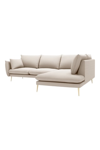 Canapé d'angle droit - Beige - 5 places - En tissu structuré