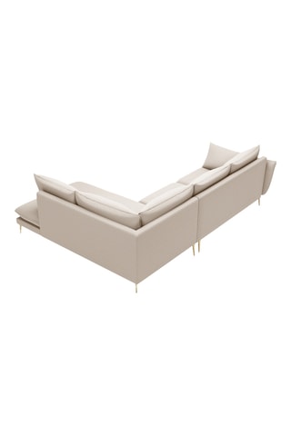 Canapé d'angle droit - Beige - 5 places - En tissu structuré